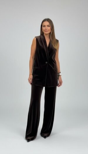 16 Samta veste ar samta biksēm, Cena 295 eur, Brūna krāsa