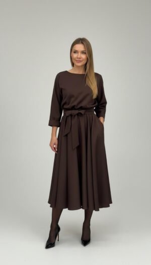 6 Saules griezuma kleita ar kabatām, Cena 168 eur, s m l xl xxl , brūna